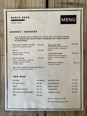 Menu photo 1 Ranch Hand Bar and Grill Christmas Valley, OR Menu photo 1 Ranch Hand Bar and Grill Christmas Valley, OR