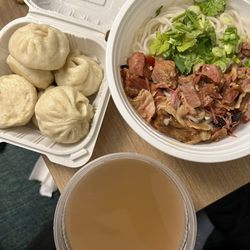 Sophie's Noodle House - takeaway: braised beef noodle soup + pork baos