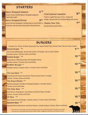 Menu photo 2 Lazy Bear Restaurant New Castle, CO Menu photo 2 Lazy Bear Restaurant New Castle, CO