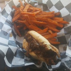 Yummie Creations - Steak sandwich and sweet potato fries