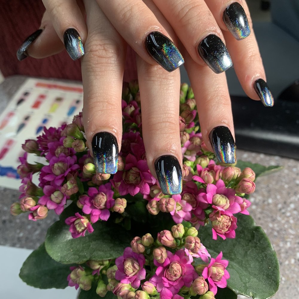 LV Nails & Spa - Full set coffin Black ombré chrome acrylic nails - Waxing Near Me - Kirkland, Washington LV Nails & Spa - Full set coffin Black ombré chrome acrylic nails - Waxing Near Me - Kirkland, Washington