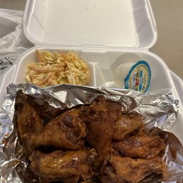 Hot Honey Mustard Wings and Coleslaw Hot Honey Mustard Wings and Coleslaw
