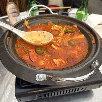 Joo Pocha - army stew (half eaten) - Korean Near Me - Los Angeles, California Joo Pocha - army stew (half eaten) - Korean Near Me - Los Angeles, California
