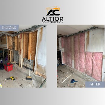 Altior Construction - A garage leak caused moldy wall studs, compromising their integrity and requiring replacement and remediation. - General Contractors Near Me