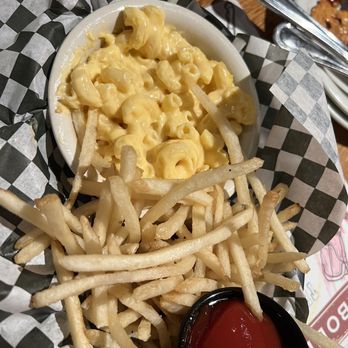 Bobby Q - Kids Mac n Cheese, Fries and Milk for $7.99!!! Great size portion! - Barbeque Near Me - Phoenix, Arizona