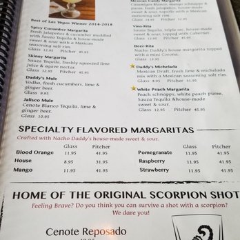 Nacho Daddy - Drink menu - New American Near Me - Las Vegas, Nevada