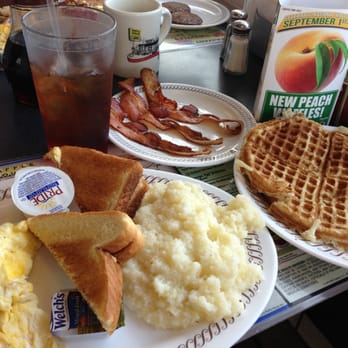 Waffle House - My All Star includes Alice's Sweet Tea, eggs, grits, toast, bacon and a waffle. - Diners Near Me - Savannah, Georgia Waffle House - My All Star includes Alice's Sweet Tea, eggs, grits, toast, bacon and a waffle. - Diners Near Me - Savannah, Georgia