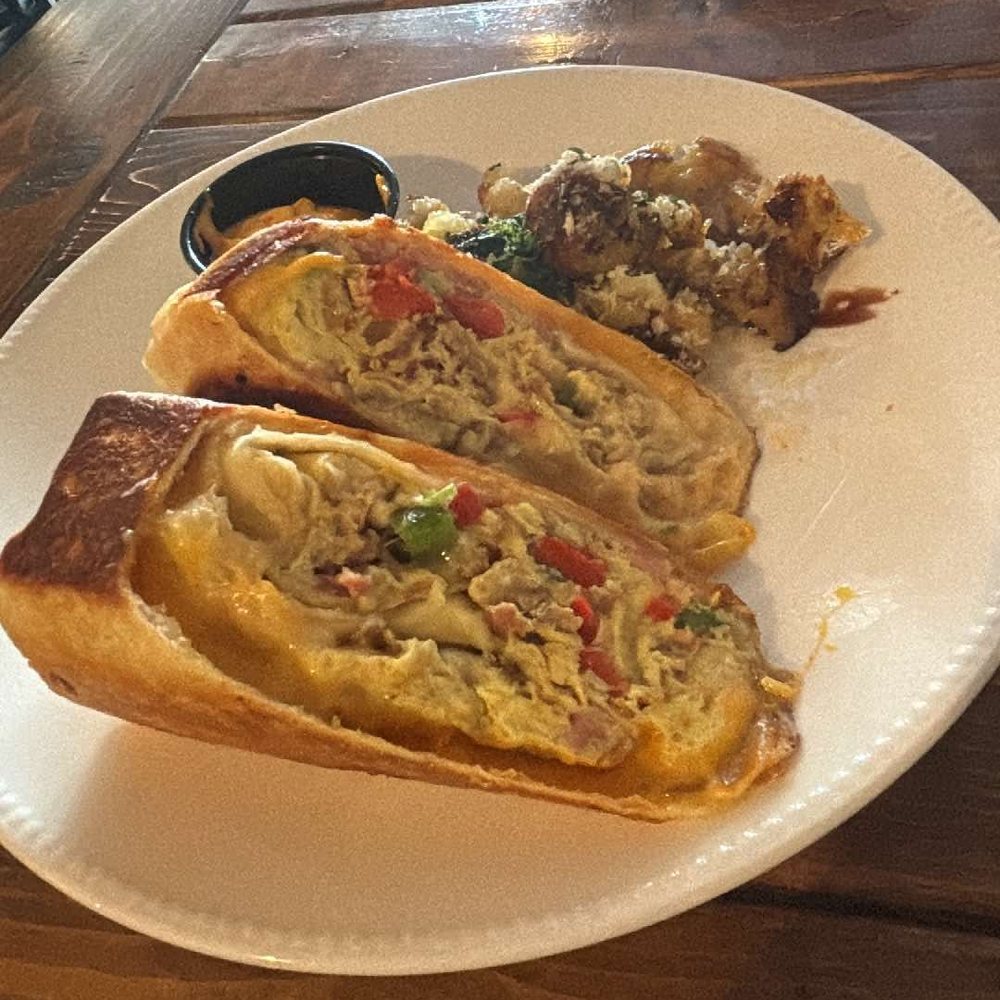 Author's Kitchen + Bar - Breakfast burrito with side of potatoes and slightly spicy house made aioli for dipping. - Bars Near Me - Appleton, Wisconsin
