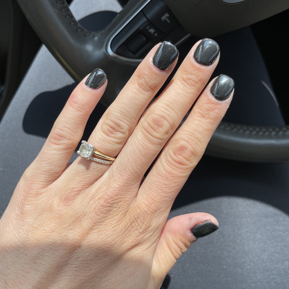Polished Nail Spa - Black powder dip - Waxing Near Me - Goleta, California