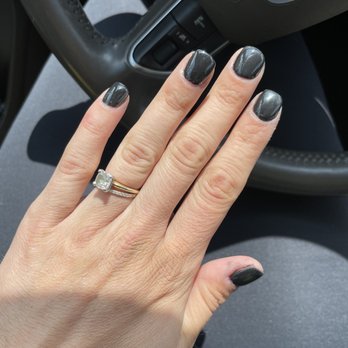 Polished Nail Spa - Black powder dip - Waxing Near Me - Goleta, California