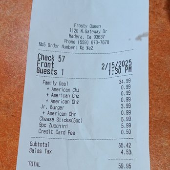 Frosty Queen - Nice price for a family, including some extra sides. - Burgers Near Me - Madera, California