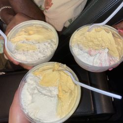 Taste the Tropics USA - Top left(grapenut), top right(strawberry cheesecake), bottom(soursop), yellow one is eggnog