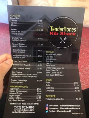 Menu photo 3 Tender Bones Rib Shack Bear, DE