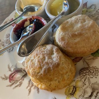 Bear & Dragon - British Scones with clotted cream, lemon curd, and jam. - Coffee & Tea Near Me - Prescott, Arizona