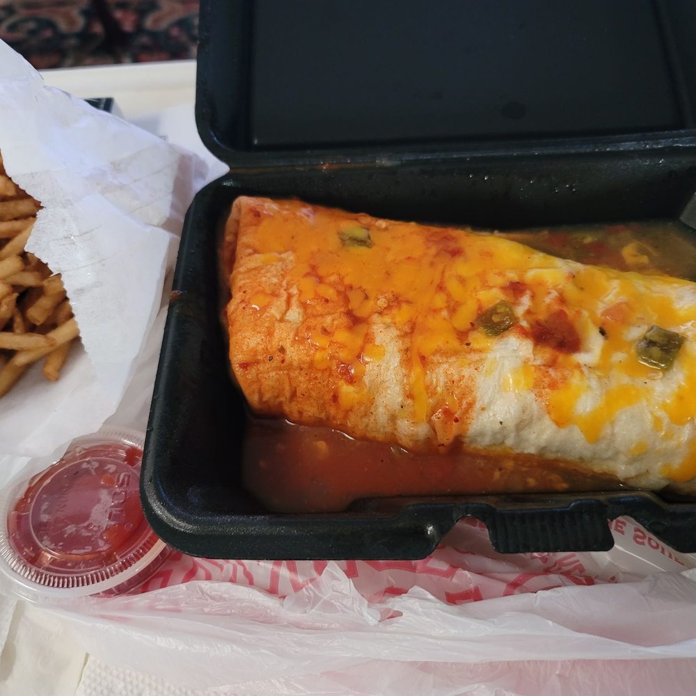 Stripes Burritos Gibson - #6 smothered with red & green - Christmas - Mexican Near Me - Albuquerque, New Mexico Stripes Burritos Gibson - #6 smothered with red & green - Christmas - Mexican Near Me - Albuquerque, New Mexico