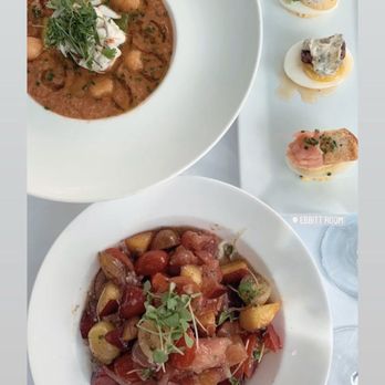 The Ebbitt Room - Fruit salad Burrata, deviled egg special, melon/avocado/crab gazpacho. - American Near Me - Cape May, New Jersey
