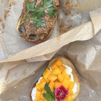Haawi Toast & Tea - Eggplant toast ($6), mango toast ($7)  IG: @ohmyono - Food Stands Near Me - Honolulu, Hawaii