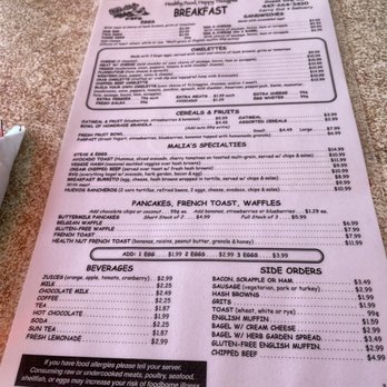 Malia's Cafe - Menu as of 09/2021 - Breakfast & Brunch Near Me - Ocean City, Maryland