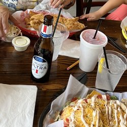Woody's River Roo - Chicken Nacho BBQ Pork Tacos Fish & Chips Basket