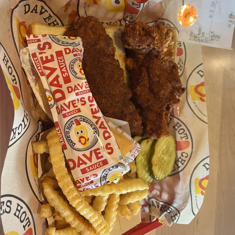 Hot tenders and fries. Hot tenders and fries.