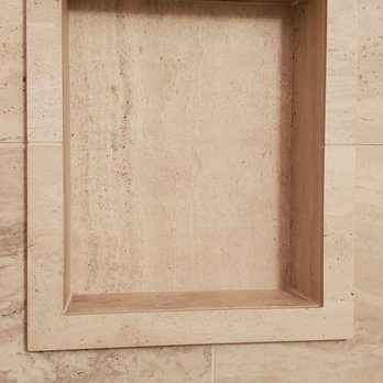 KwikFit Tile Systems - Shampoo Niche- note how the grout lines all line up - Tiling Near Me - Garden Grove , California