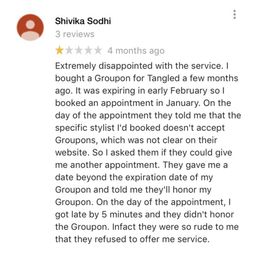 Another Groupon client's Google review of this place who had a very similar experience to us. Another Groupon client's Google review of this place who had a very similar experience to us.