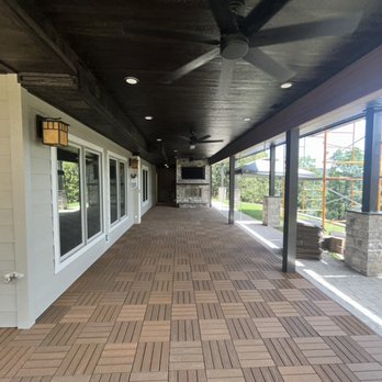 Floor Pro Installs - Teak Composite Tiles! Goes directly over existing concrete or old decking!!! - Flooring Near Me - Omaha, Arkansas