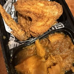 Fried chicken Kids Wings Plate with Cinnamon Sweet Potatoes. Yummy