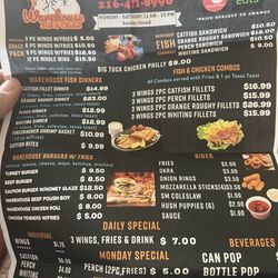 Warehouse Fish & Chicken - Pretty extensive menu