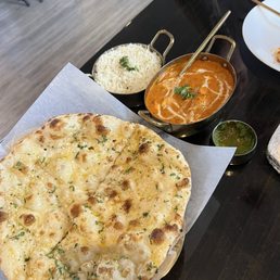 Garlic Naan, Butter Chicken, Rice Garlic Naan, Butter Chicken, Rice