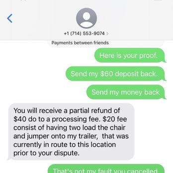 Authentic Party Rentals - Still waiting for my refund. Plus he wants to change me $20 for cancelling when he is the one that cancelled. - Party Equipment Rentals Near Me Authentic Party Rentals - Still waiting for my refund. Plus he wants to change me $20 for cancelling when he is the one that cancelled. - Party Equipment Rentals Near Me