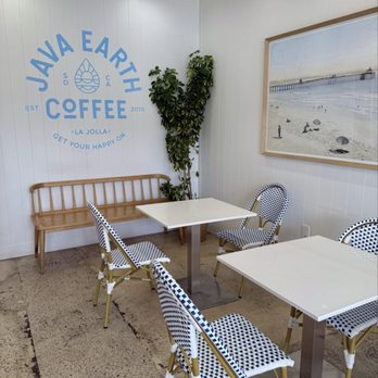 Java Earth Coffee La Jolla - Cute beach aesthetic interior - Coffee & Tea Near Me - San Diego, California