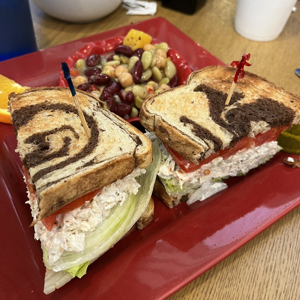 Toasted Mango Cafe - Chicken salad sandwich with mango-bean mix. - Cafes Near Me - Sarasota, Florida Toasted Mango Cafe - Chicken salad sandwich with mango-bean mix. - Cafes Near Me - Sarasota, Florida