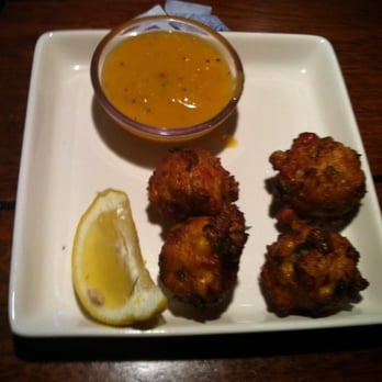 Bahama Breeze - 5-pc conch fritters.. (fried crab cake minis) mango sauce!! - Seafood Near Me - Raleigh, North Carolina Bahama Breeze - 5-pc conch fritters.. (fried crab cake minis) mango sauce!! - Seafood Near Me - Raleigh, North Carolina