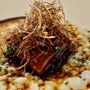 Morimoto Napa - kakuni - ten hour pork belly, rice congee, soy-scallion jus - Japanese Near Me - Napa, California Morimoto Napa - kakuni - ten hour pork belly, rice congee, soy-scallion jus - Japanese Near Me - Napa, California