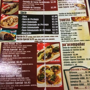 Taqueria Siberia - a menu for a mexican restaurant - Mexican Near Me - Brownsville, Texas