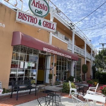 Aristo Cafe - Outside with cozy outdoor seating. - Mediterranean Near Me - Torrance, California