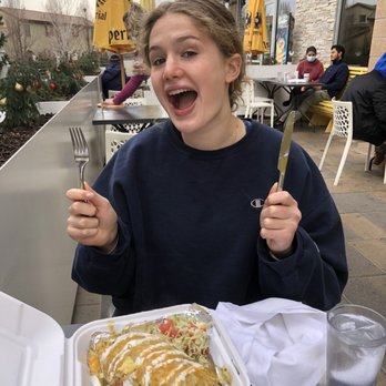 HashTAG - Central Park - Very happy girl with her burrito - Breakfast & Brunch Near Me - Denver, Colorado