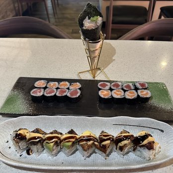 Chef JUN - Bay Ho - Dragon Roll / Salmon Cut Roll / Bluefin Tuna Cut Roll / hand roll - Japanese Near Me - San Diego, California