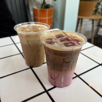 Cafe Da Fonk! - Rose n' fruit Latte and Fig Favorite Latte (both iced) - Coffee & Tea Near Me - Oakland, California