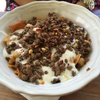 Dough and Bean - Fatteh - I first read it as Fatty because of the description - fried dough smouldered in chickpea yoghurt and minced meat - Pizza Near Me - Sans Souci, NSW Dough and Bean - Fatteh - I first read it as Fatty because of the description - fried dough smouldered in chickpea yoghurt and minced meat - Pizza Near Me - Sans Souci, NSW