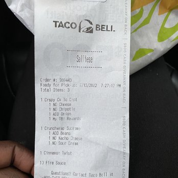 Taco Bell - Receipt. - Fast Food Near Me - San Diego, California Taco Bell - Receipt. - Fast Food Near Me - San Diego, California