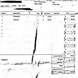 BS receipt with the wrong date on it, this is more than is cost to tow a Semi Truck! BS receipt with the wrong date on it, this is more than is cost to tow a Semi Truck!