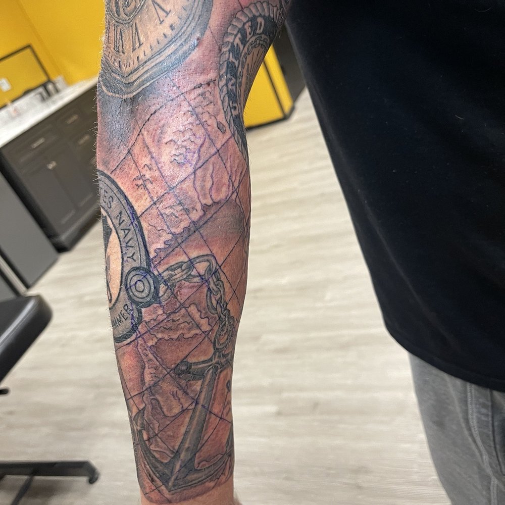 Sleeve Tattoo by Noah at Solid Tattoo in Taylor, Texas... Sleeve Tattoo by Noah at Solid Tattoo in Taylor, Texas...