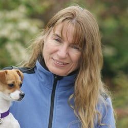 Laura Bryce Animal Communicator - me and my little dog Roxey in Halfmoon Bay