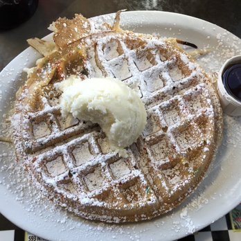 Sax's Joint - Cereal waffle with sour cream frosting. - Breakfast & Brunch Near Me - Petaluma, California Sax's Joint - Cereal waffle with sour cream frosting. - Breakfast & Brunch Near Me - Petaluma, California