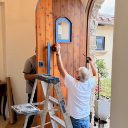 Ziegler Doors - fine tuning of the stain to match the garage doors