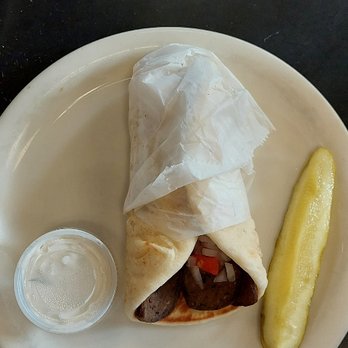 Sarno Restaurant & Pizzeria - Gyro with tzatziki sauce and a pickle spear $8.95 also comes with choice of cup of soup or french fries - Pizza Near Me - Melbourne, Florida