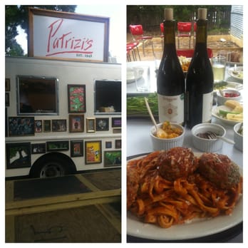 Patrizi's - Trailer front/Patrizi's red sauce, in house made pasta with meatballs - Italian Near Me - Austin, Texas