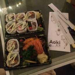 Salmon sashimi and seafood futomaki from Aiko sushi Salmon sashimi and seafood futomaki from Aiko sushi